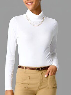 J.Crew Women's Tissue Turtleneck Sweater Cotton White Size Medium